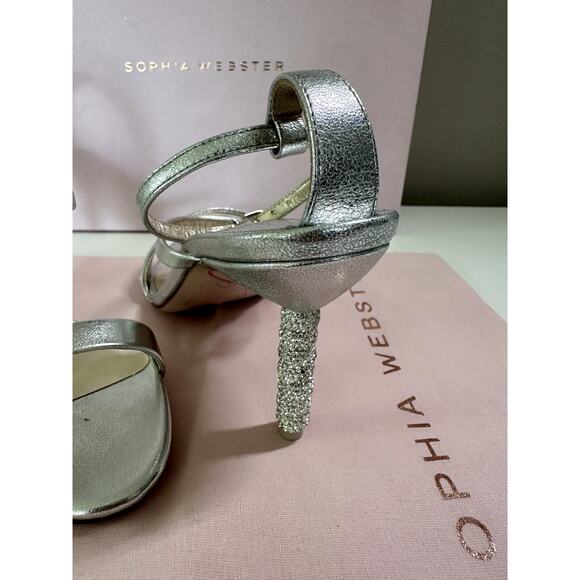 $650 Sophia Webster Women's Rosalind Crystal High Heel Sandals Silver Sz 6 NEW - Picture 5 of 9